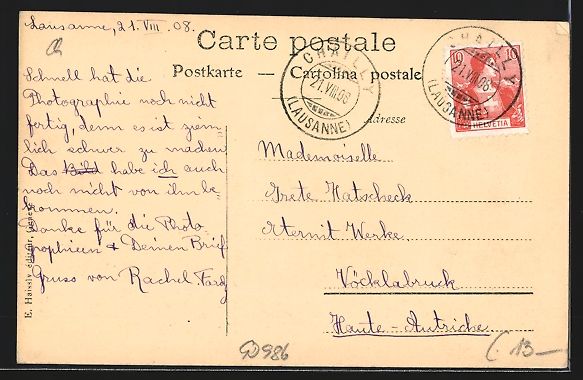 Cartoline postali: Lausanne, Strassenbahn am Hotel des Post – Usato da Berlin venduto da bartko-reher 1