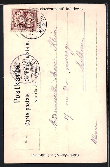 Cartoline postali: Carl Biese: Interlaken, Ortspartie mit B – Usato da Berlin venduto da bartko-reher 1
