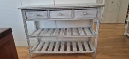 Shabby-Chic Möbel mit 3 Schubladen & Ablageflächen, Grau