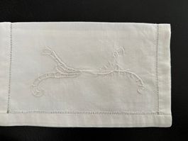 Serviettentasche mit Weiss-Stickerei   Halbleinen