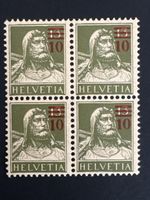 Magnifique bloc de 4 timbres Helvetia 13+10 ct 1939.