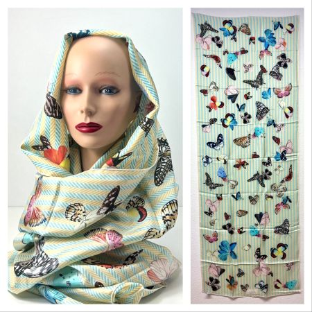 FABRIC FRONTLINE Foulard SCHMETTERLINGE 100% Seide 177x65cm