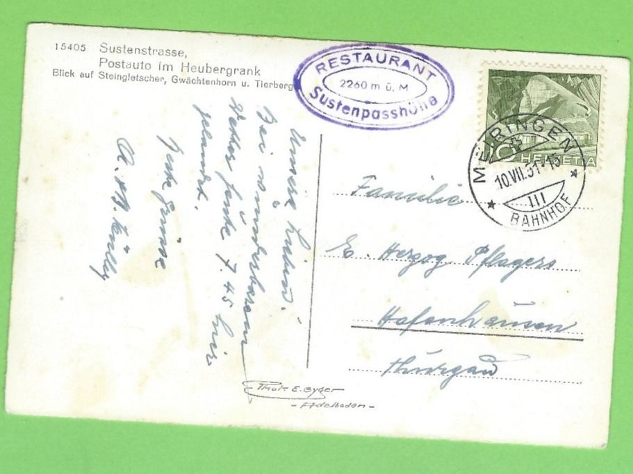 Cartes postales: Sustenstrasse, Postauto im Heubergrank, (Cabrio-Postautos) – D'occasion à Zürich par t24_de 1