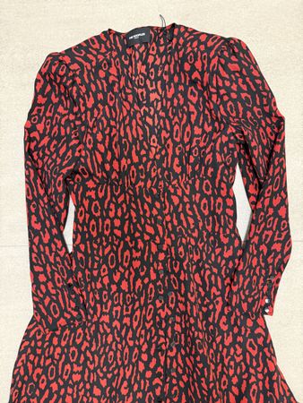 Abito The Kooples fantasia animalier rosso e nero TG.S
