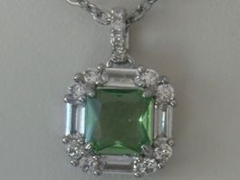 Luxus Elegante Zirkonia Kette Farbe : Silber weiss Grün