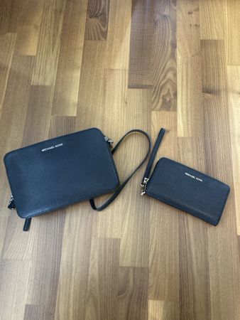 Michael Kors Handtasche und Portemonnaie Leder Schwarz