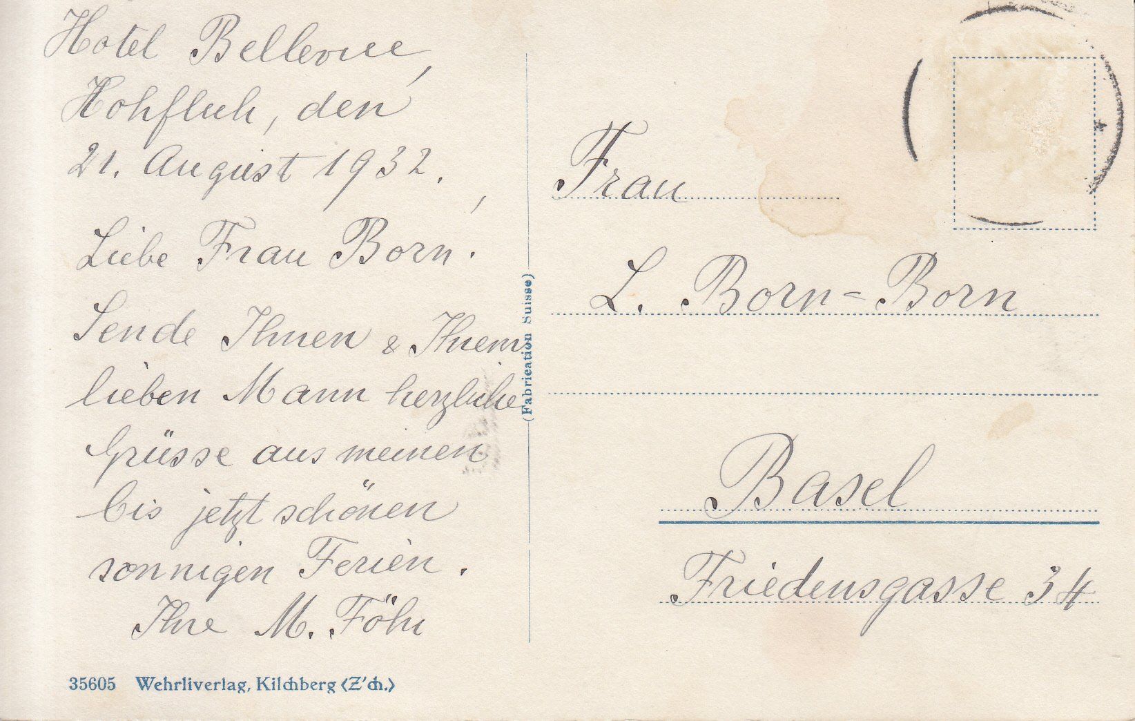 Cartoline postali: Wetterhorngruppe 1932 – Usato da Bürglen TG venduto da StampGraf 1
