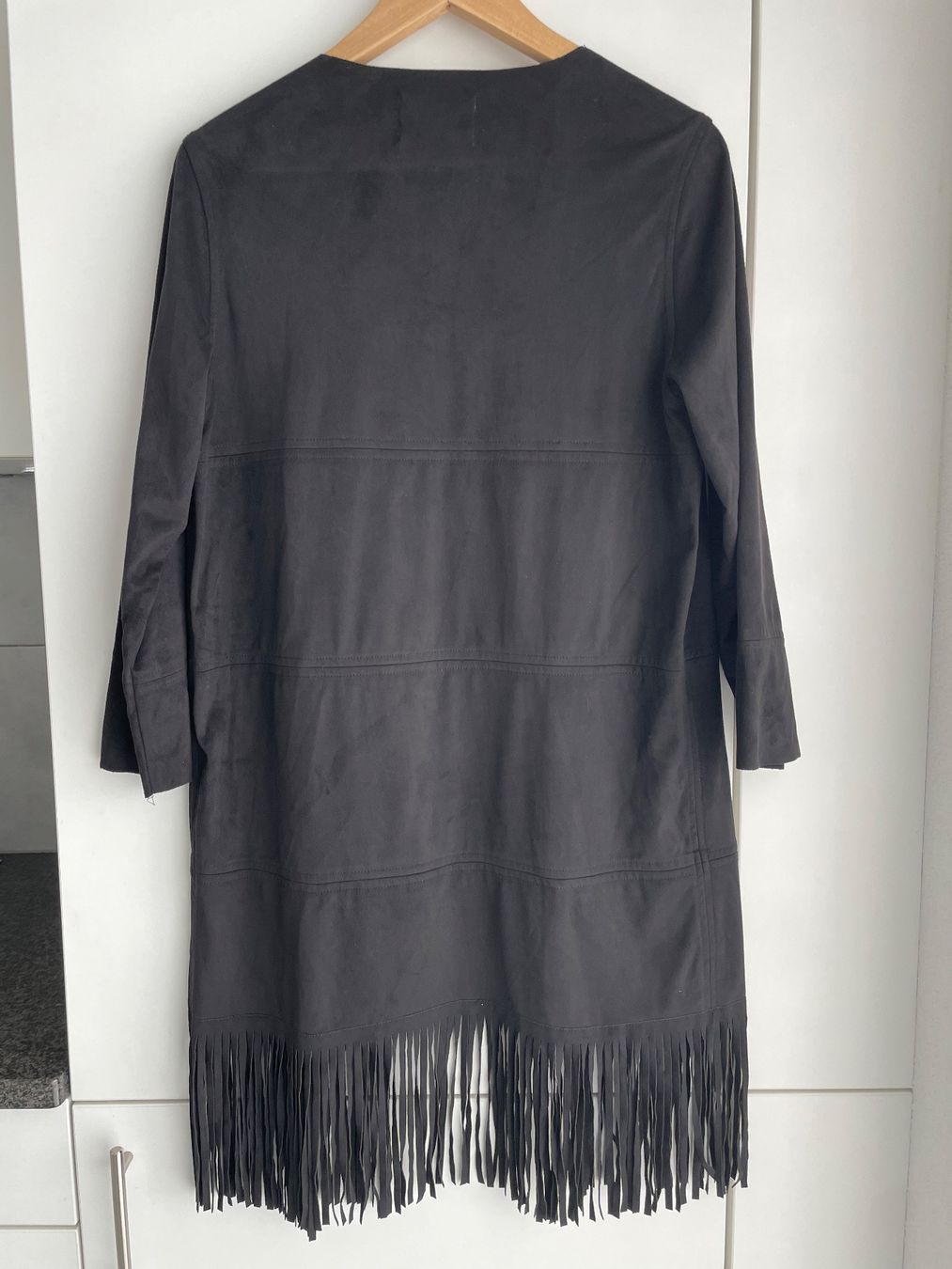 Gilet & Giacche senza maniche: BLAZER LONG OUVERT NOIR À FRANGES MINIMUM TAILLE 38 – Usato da Gilly venduto da FlorenceGill 1