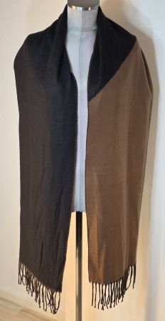 warmer weicher Kuschel Schal Foulard 30% Wolle braun schwarz