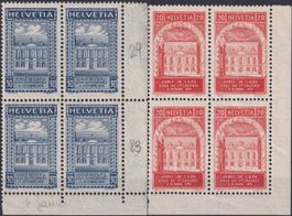 1924, Nr.167+168 (W'postverein) Viererblöcke ** Bogenränder!