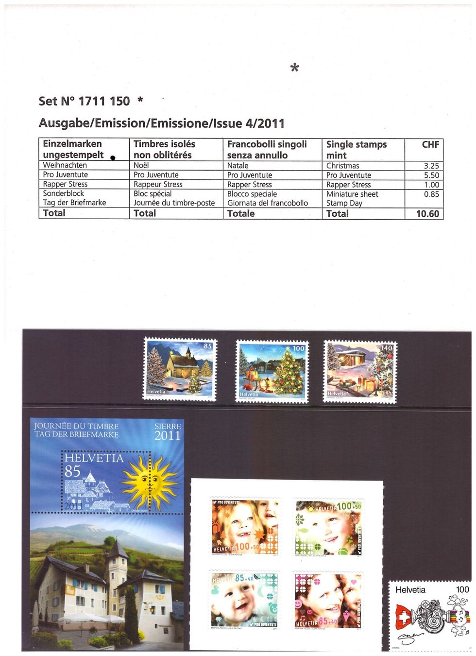 Tutti i francobolli: CH Briefmarken Ausgaben 2011 – Nuovo e nell'imballaggio originale da Chur venduto da marcbruni 3