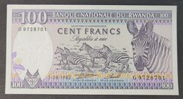 100 FRANCS / RUANDA 1982 (BANKFRISCH)