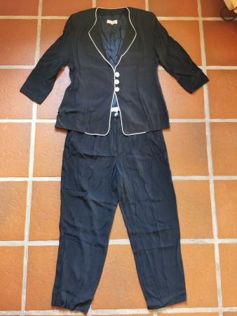 Francesca Bi; schwarzer Hosenanzug / Anzug / Kostüm Gr. 50