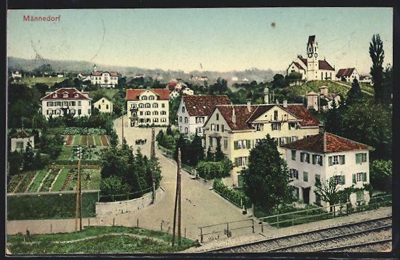 Cartoline postali: Männedorf, Gesamtansicht aus der Vogels – Usato da Berlin venduto da bartko-reher