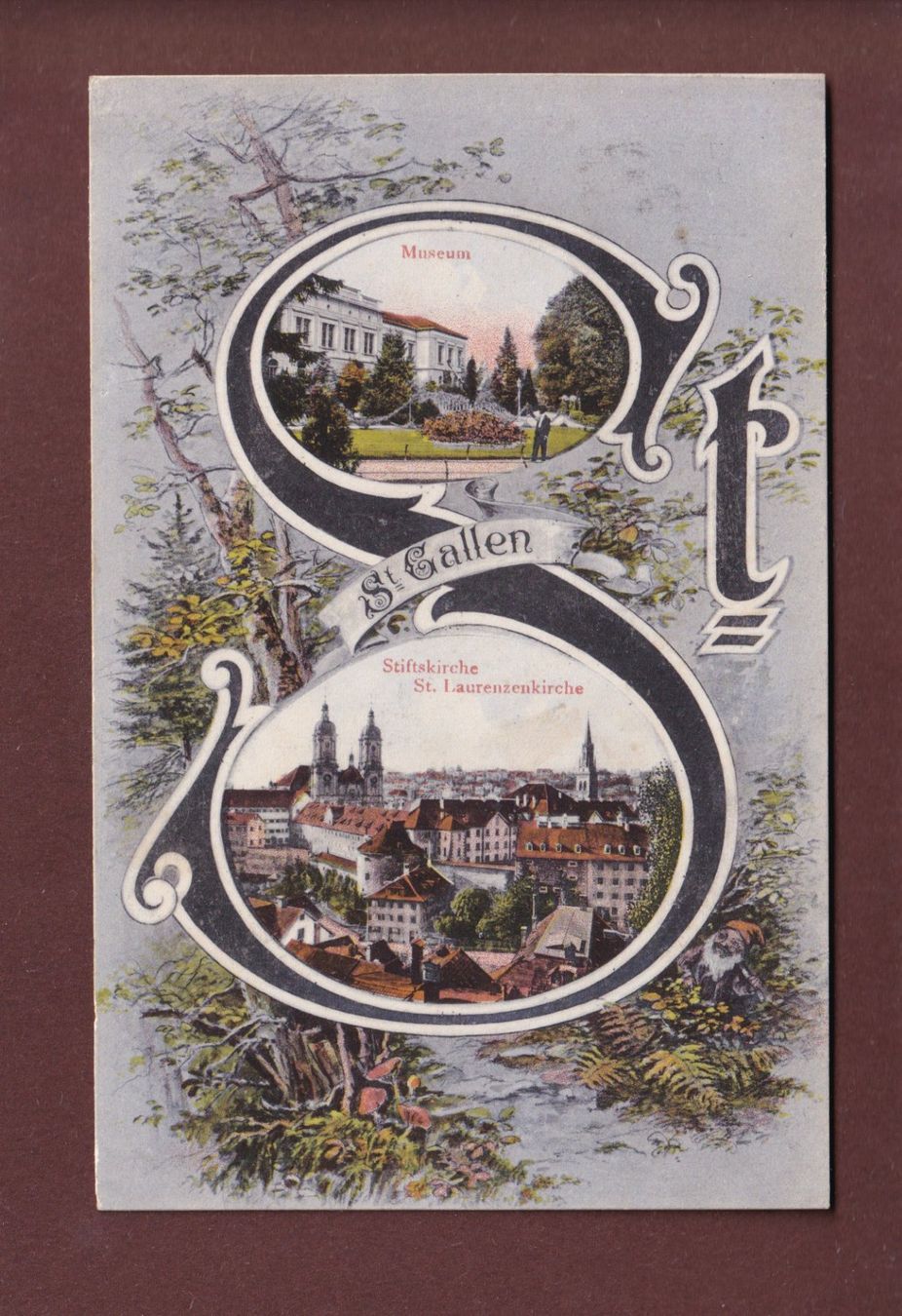 Cartoline postali: ST. GALLEN - Museum - Stiftskirche - 1908 – Usato da Pully venduto da nicecards