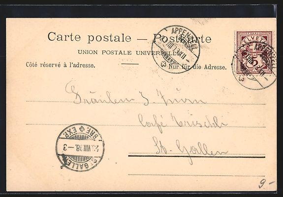 Cartoline postali: Appenzell, Totalansicht mit Kuhhirte und – Usato da Berlin venduto da bartko-reher 1