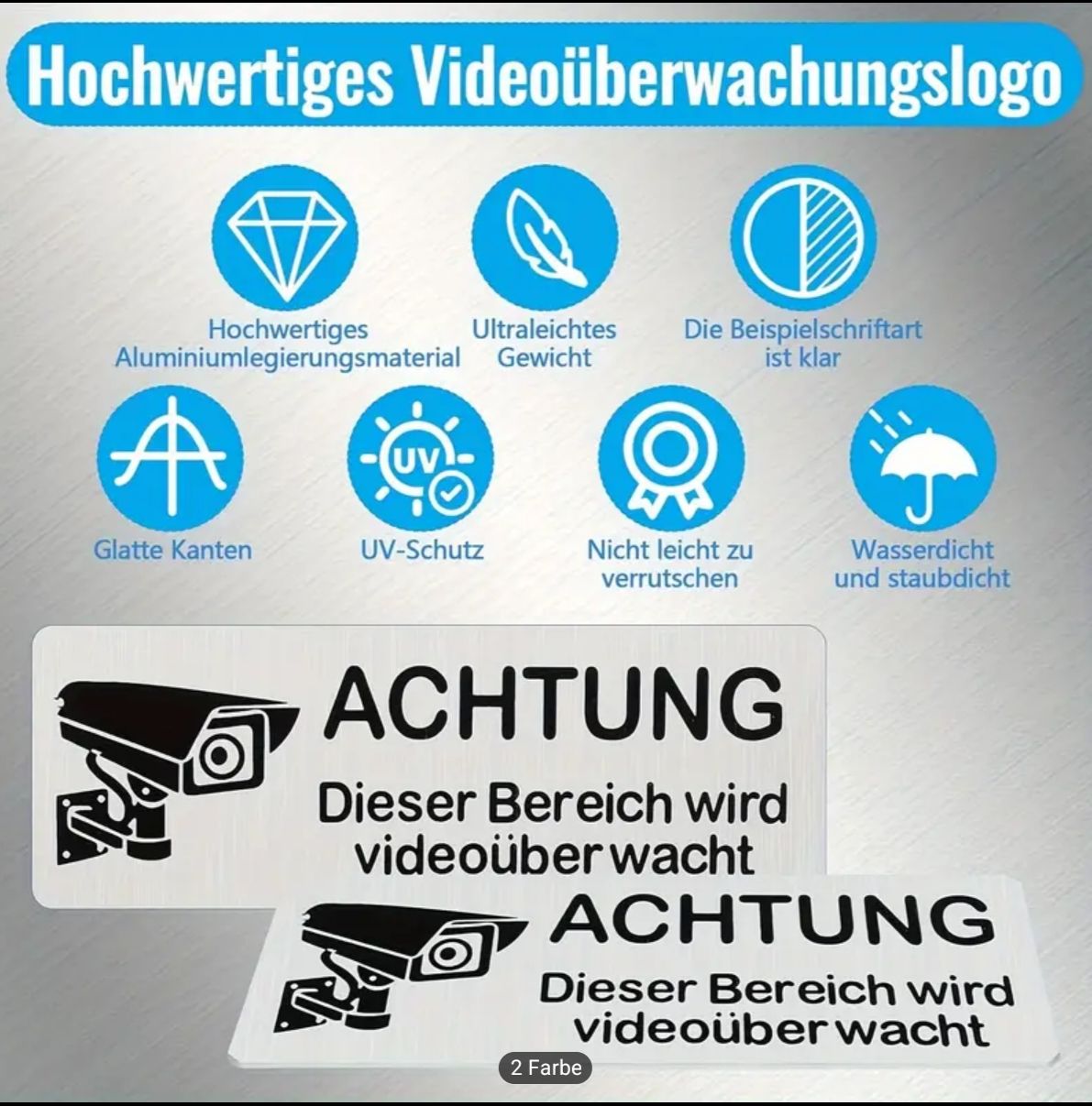 Aufkleber: Selbstklebende Aluminium Videoüberwachung Warnschilder – Neu und originalverpackt aus Winterthur von Pcline1 1