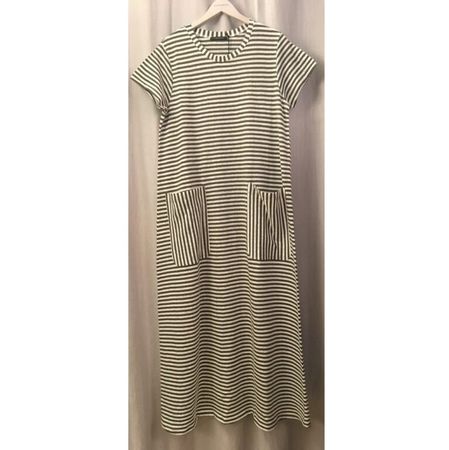 GWhite KA Kleid lang Leinen Jersey gestreift taupe weiss 40