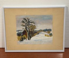 Original Framed Winter Landscape Painting - Signed