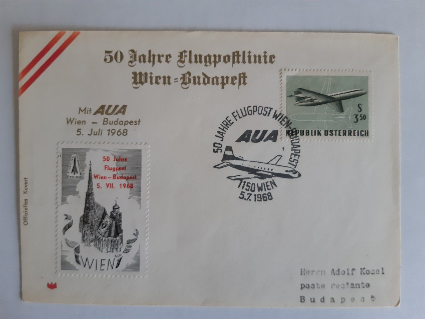 Tous les timbres: 50 J. Flugpost Wien-Budapest 1968 – D'occasion à Wattwil par yburgler