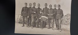 Fotografie mit Feuerwehr Musikanten, Handorgel um 1920