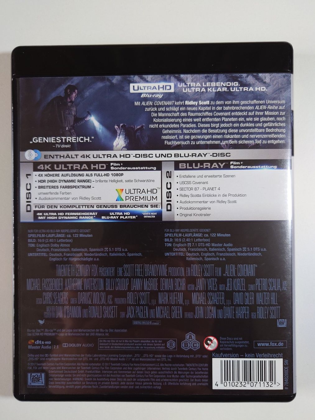 Alle DVDs: Alien Covenant 4K UHD Blu-Ray – Gebraucht aus Kaiseraugst von  1