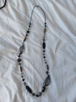 Magnifique sautoir perles noires/grises irisées NEUF