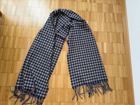 Warmer Winter-Schal mit Karomuster, blau/beige, neuwertig.