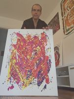 Peinture abstraite couleurs vives sur toile 