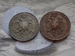 Médailles de Tir Fédéral à Genève 1887 (Argent + Bronze)