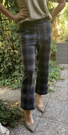 Pantaloni quadri grigi tg M/L-chic per autunno 