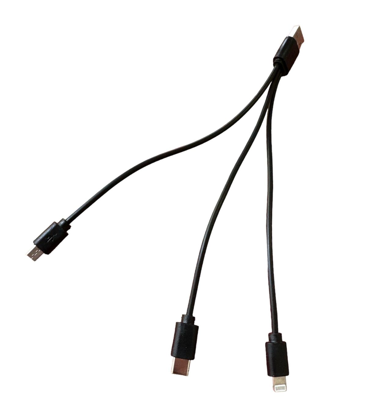 Ladegeräte: Chargeur Câble 3en1 lightning type-C microusb 22cm Noir – Neu und originalverpackt aus Morges von DigiAC