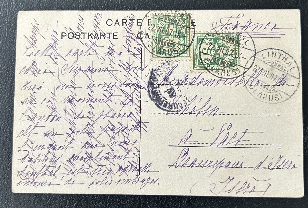 Ansichtskarten: AK Linthal 1907 – Gebraucht aus Horw von Tellbub 1