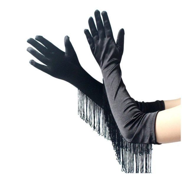 Guanti & manicotti: NEUE lange Handschuhe mit Fransen uni schwarz - 221925 – Nuovo (secondo la descrizione) da Küssnacht am Rigi venduto da Pidu5 3