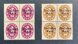 Deutsches Reich, Dienstmarken Viererblock 1920 (**)
