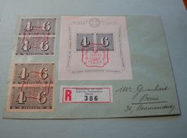 Brief 1943, 100 J. Postmarken, Block, Ausschnitt Luxusb. + M