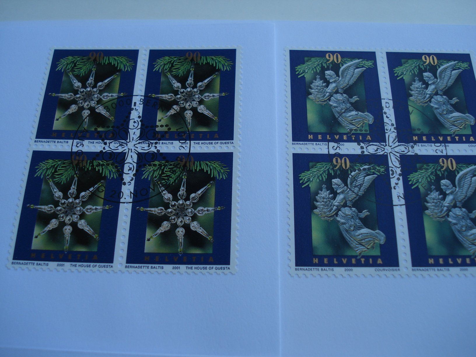 Tutti i francobolli: Marke Weihnachten, 2000+ 2001, FDC Einzel + 4erblock, 4 Bel – Usato da Niederwil AG venduto da morostahu