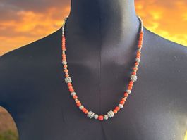 Unikat 💎 Neue antike Korallenkette, antikes Silber