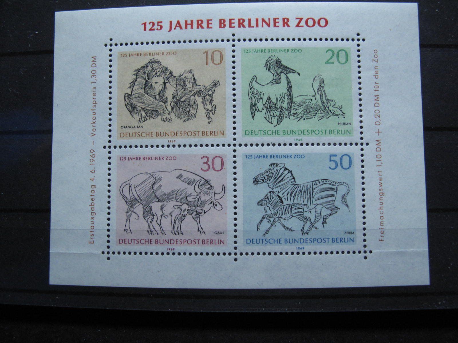 Tutti i francobolli: Berlin 1969 Berliner Zoo BL 2 ** – Usato da Wil SG venduto da fva01