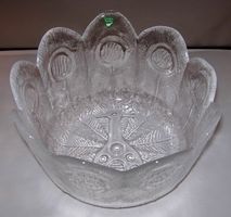 runde Glas-Schüssel mit Pfauenform
