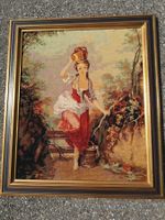 Handgesticktes eingerahmtes Gobelin Bild