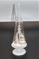 Weihnachtstanne, Glaskuppel, Schneemann Schneeflocken H26 cm