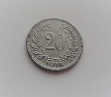20 Heller mit Stempelriss 1916