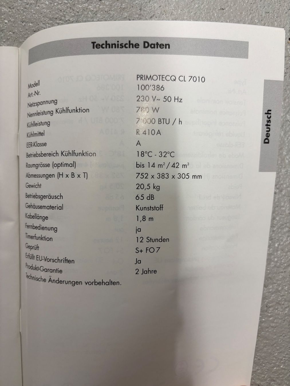 Primotecq Klimageräte: Primotecq CL7010 – Gebraucht aus Dübendorf von mik_rzl5 1