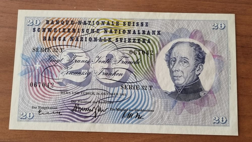 Note 20 FR 1961 Ungefaltet (Neu und originalverpackt) in Bure für CHF ...