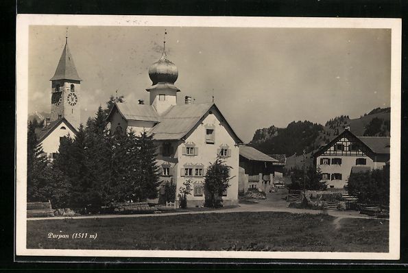 Ansichtskarten: AK Parpan, Ortsansicht mit Kirche, 1925 – Gebraucht aus Berlin von bartko-reher
