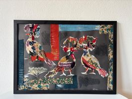 Mixed Media Original "Vögel" (53x38cm) gerahmt