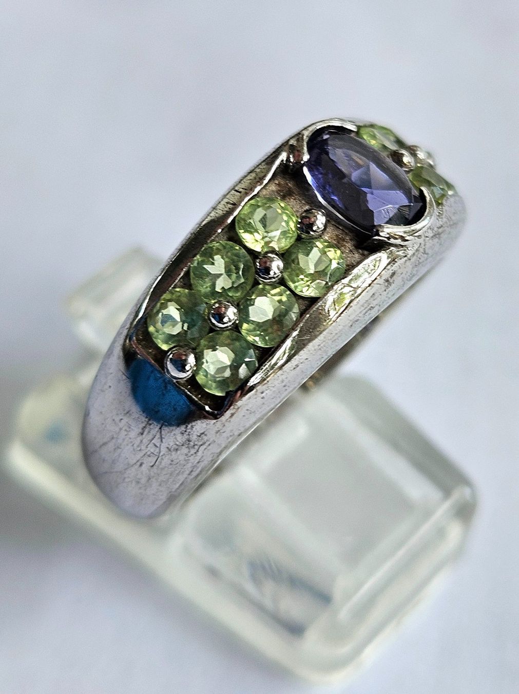 Anelli: Ring Silber mit Iolith und Peridot Grösse 55 – Nuovo (secondo la descrizione) da Zürich venduto da adriben 8