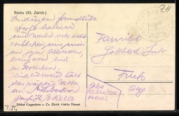 Cartoline postali: Buchs /Zürich, Teilansicht mit Bäumen – Usato da Berlin venduto da bartko-reher 1