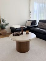 Eleganter Couchtisch mit Stein-/Marmorplatte – Ø 73 cm